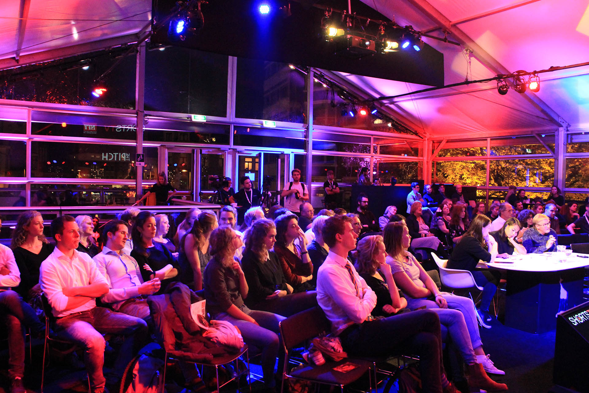 Audience at the Netherlands Film Festival pavilion